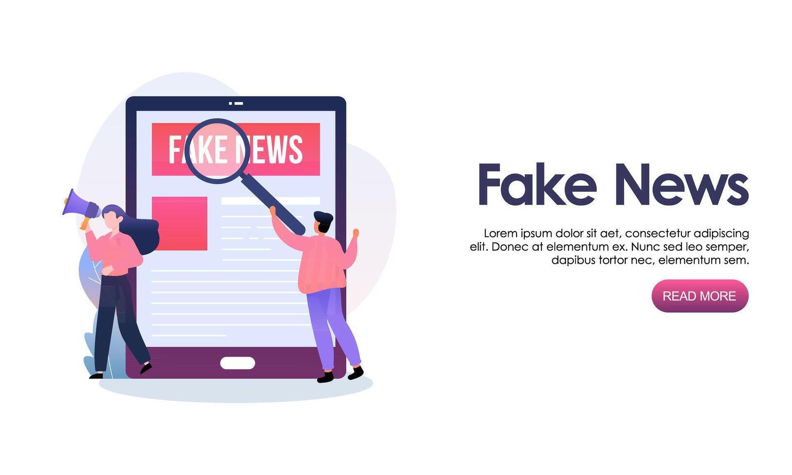 Fake news metaphors. Mass media propaganda. Screen template for mobile smart phone, landing page vector