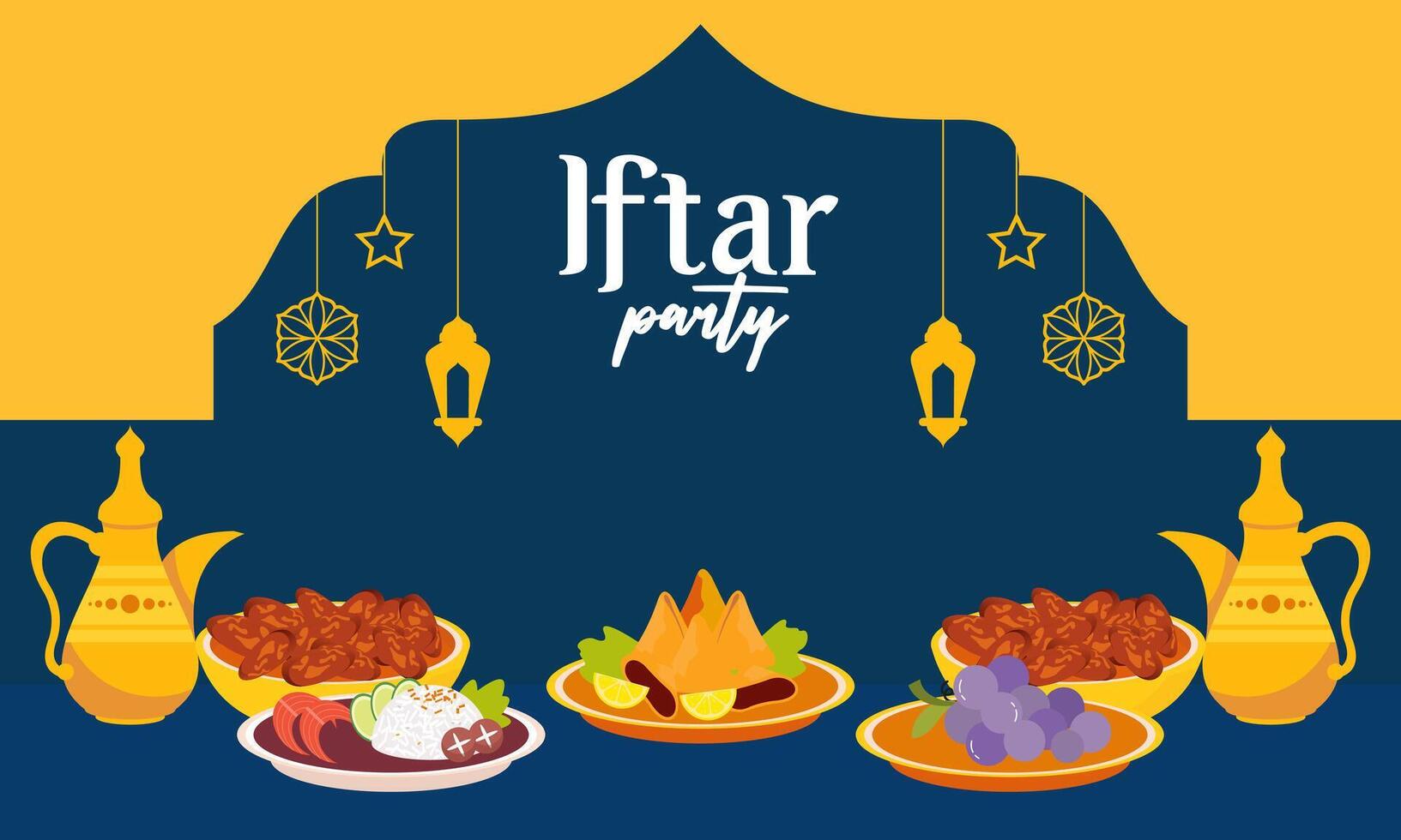 Iftar party celebration concept flyer vector