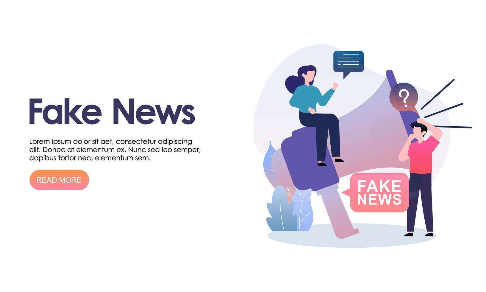 Fake news metaphors. Mass media propaganda. Screen template for mobile smart phone, landing page vector