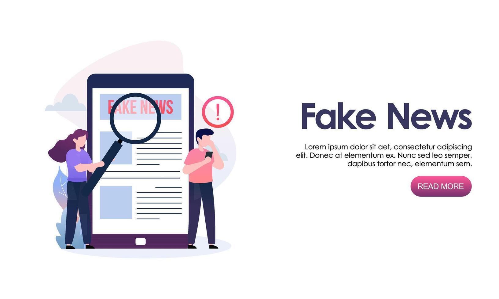 Fake news metaphors. Mass media propaganda. Screen template for mobile smart phone, landing page vector