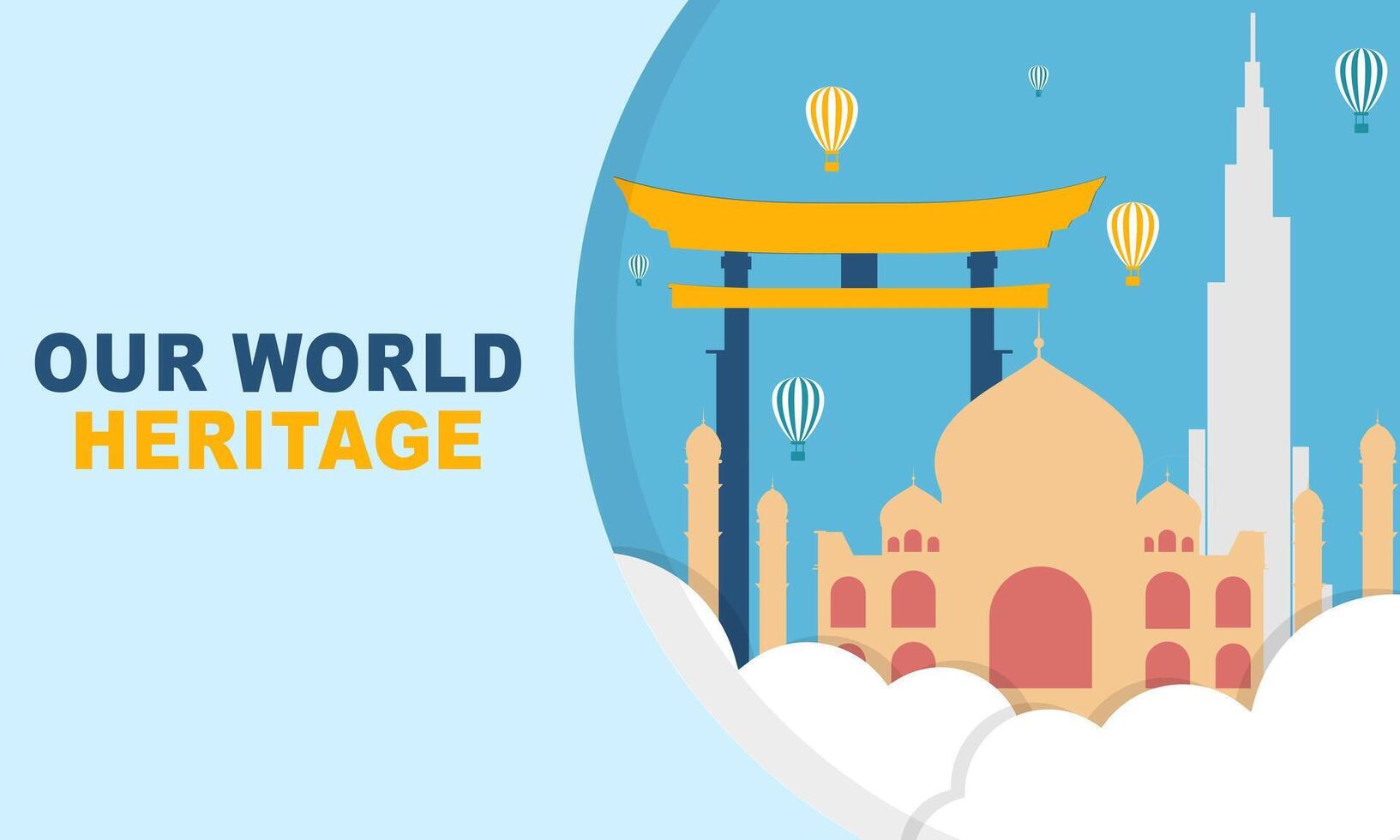 World Heritage Day Post Template Flat Design Illustration vector