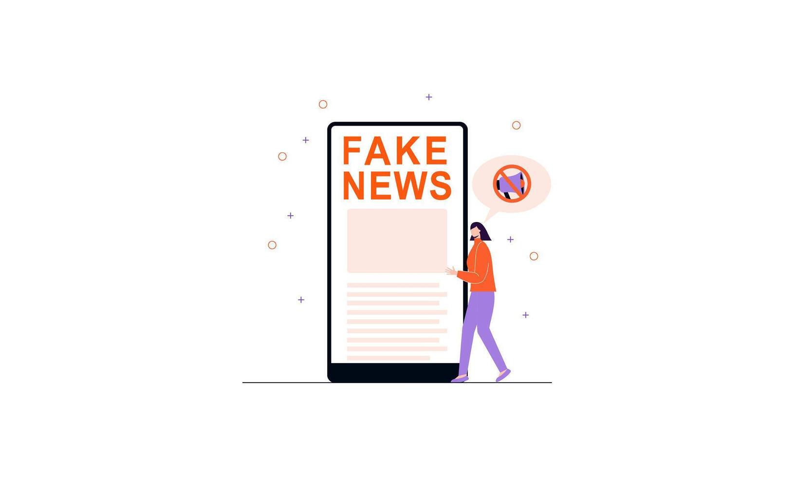 Fake news metaphors. Mass media propaganda. Screen template for mobile smart phone, landing page vector