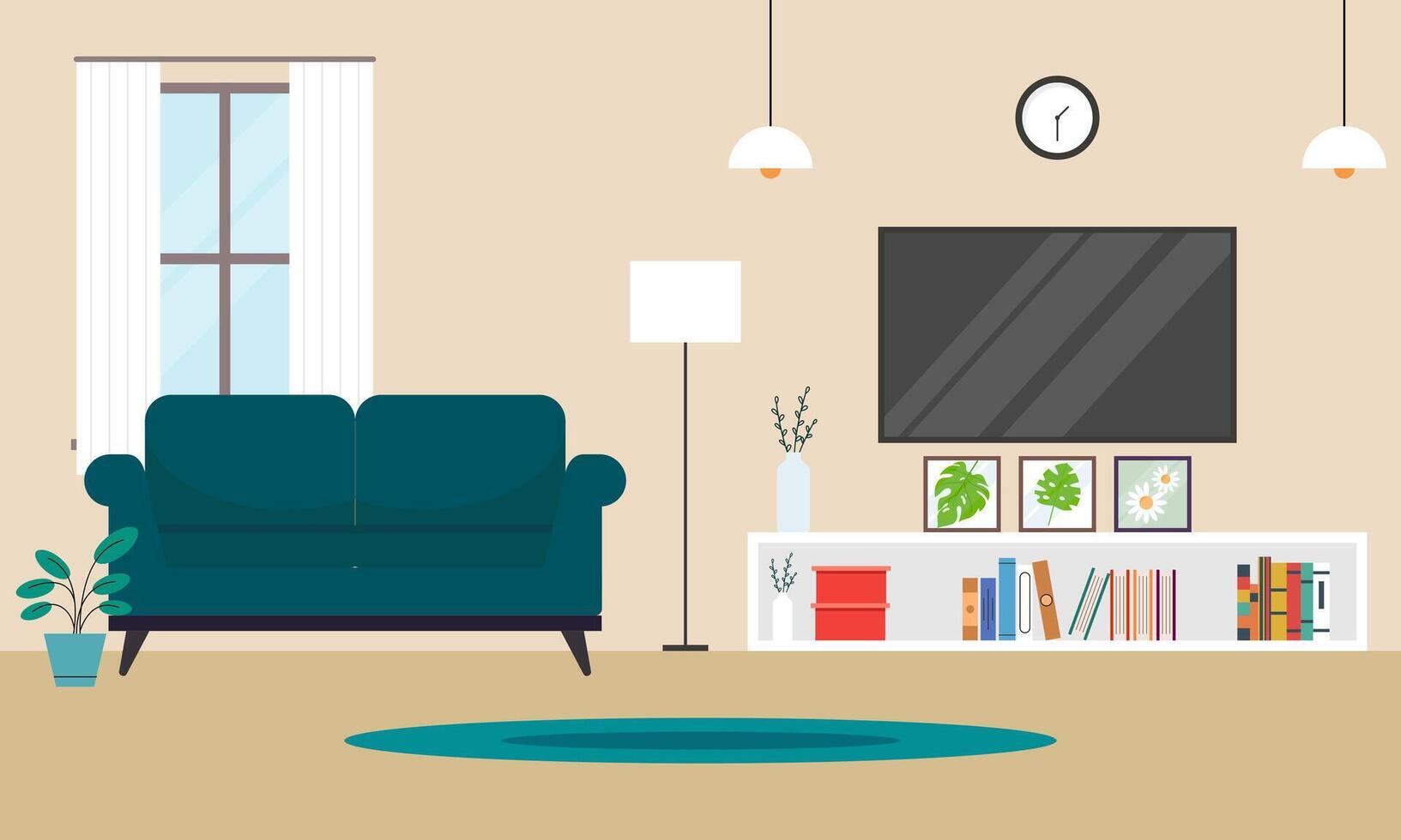 Silhouette of Tv Room illustration vector