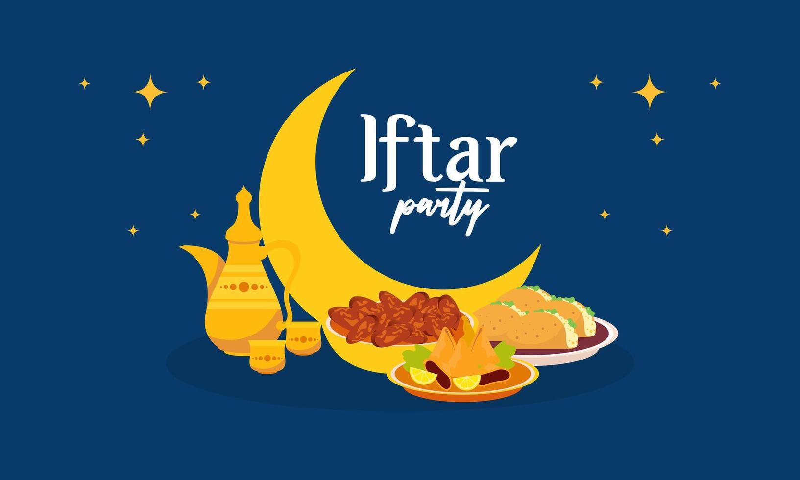 Iftar party celebration concept flyer vector