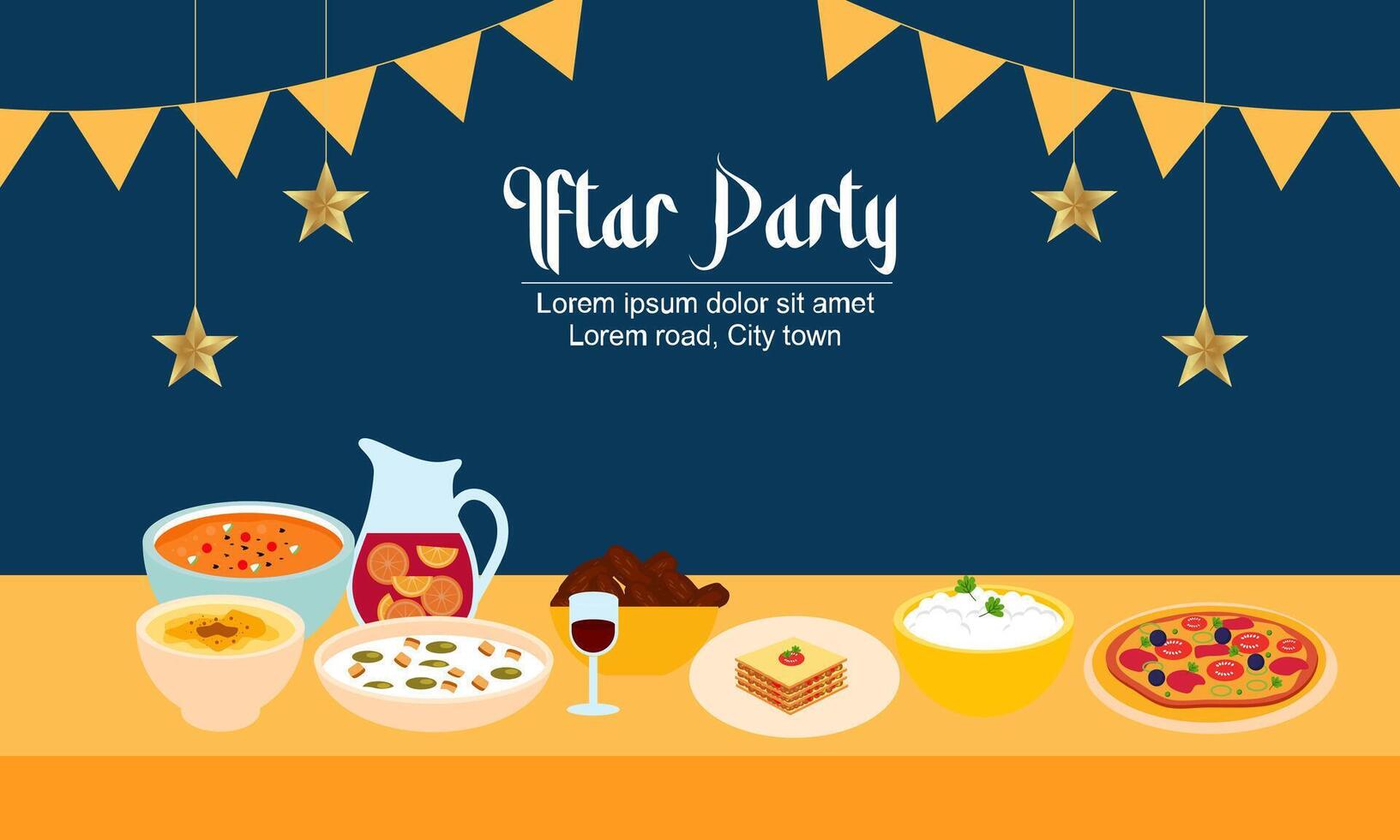 Iftar party celebration concept flyer vector