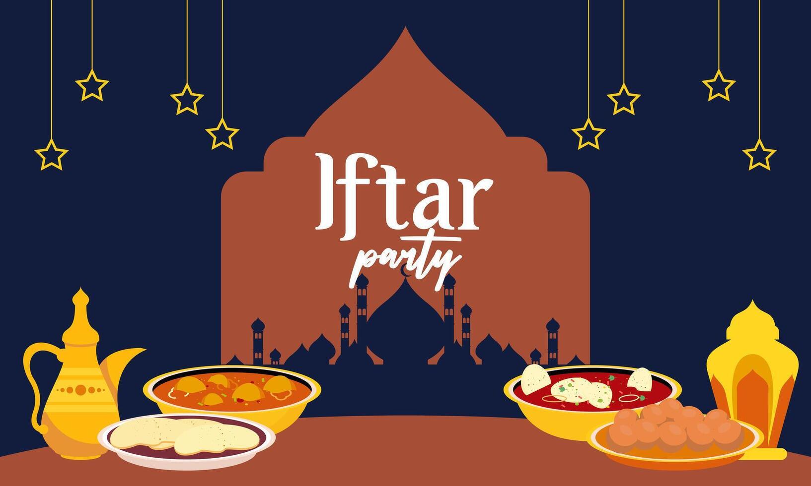 Iftar party celebration concept flyer vector