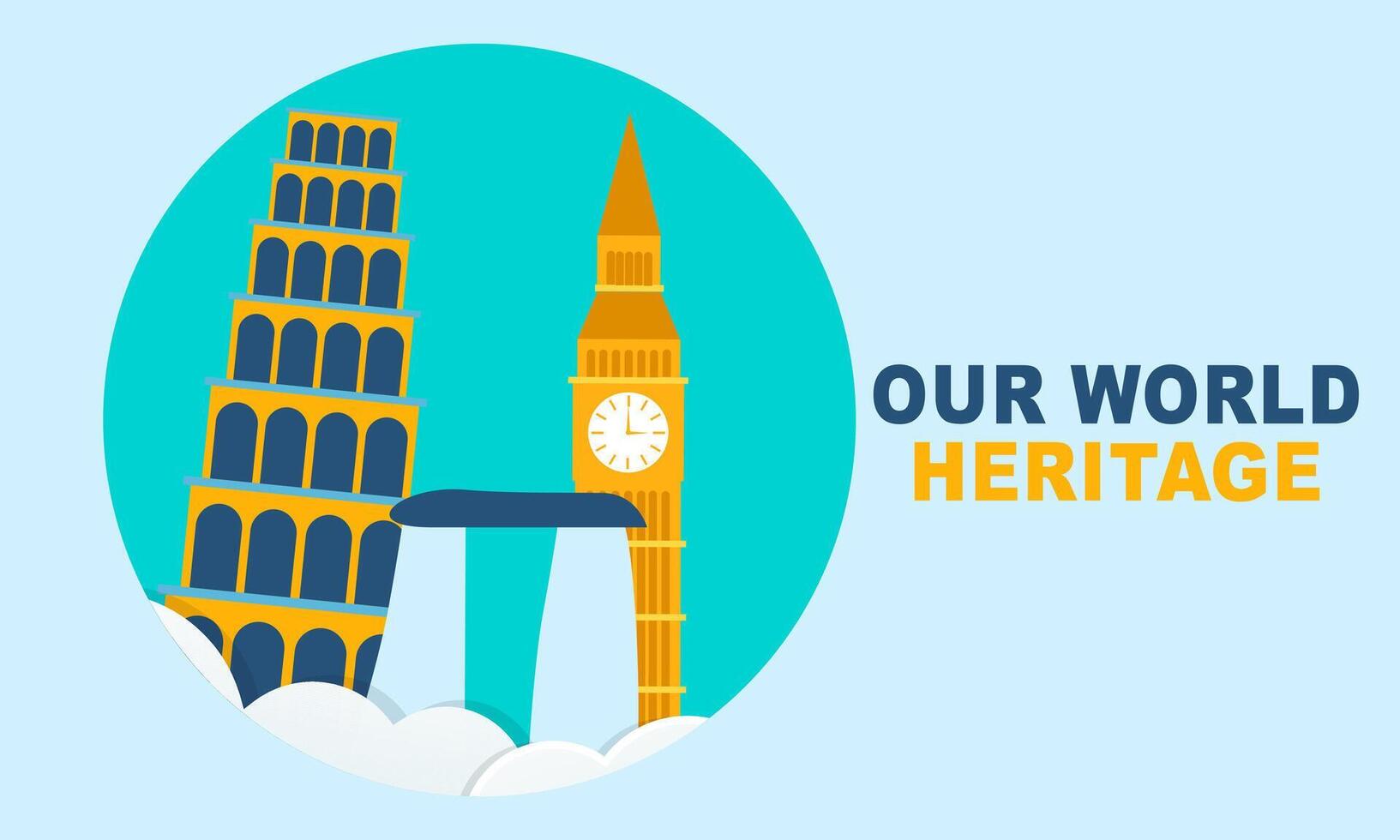 World Heritage Day Post Template Flat Design Illustration vector