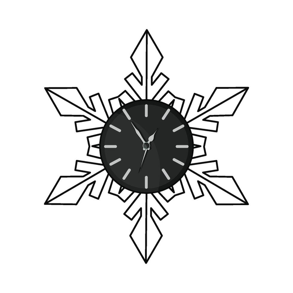 illustration of clock snowflake vector