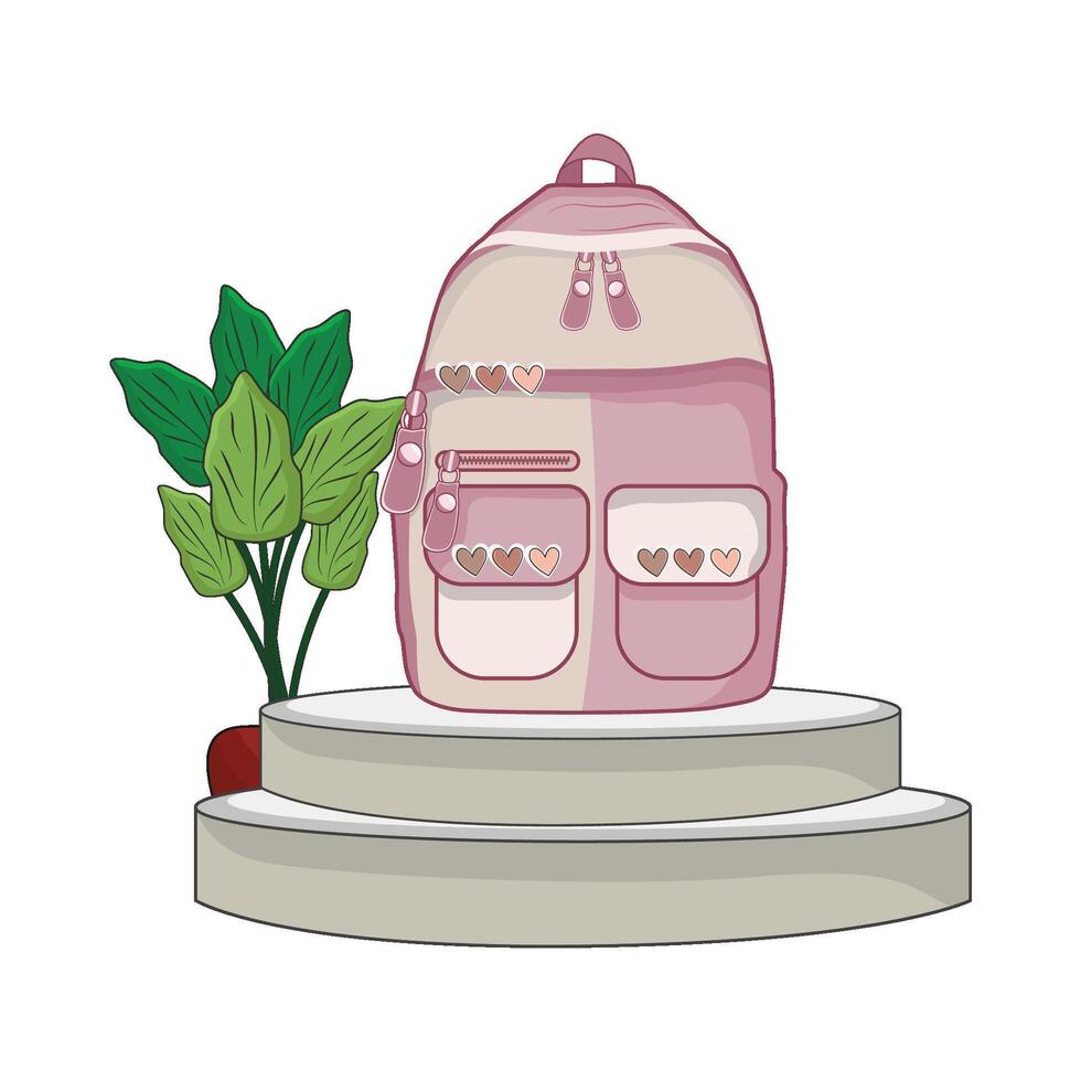 ilustración de mochila y florero vector