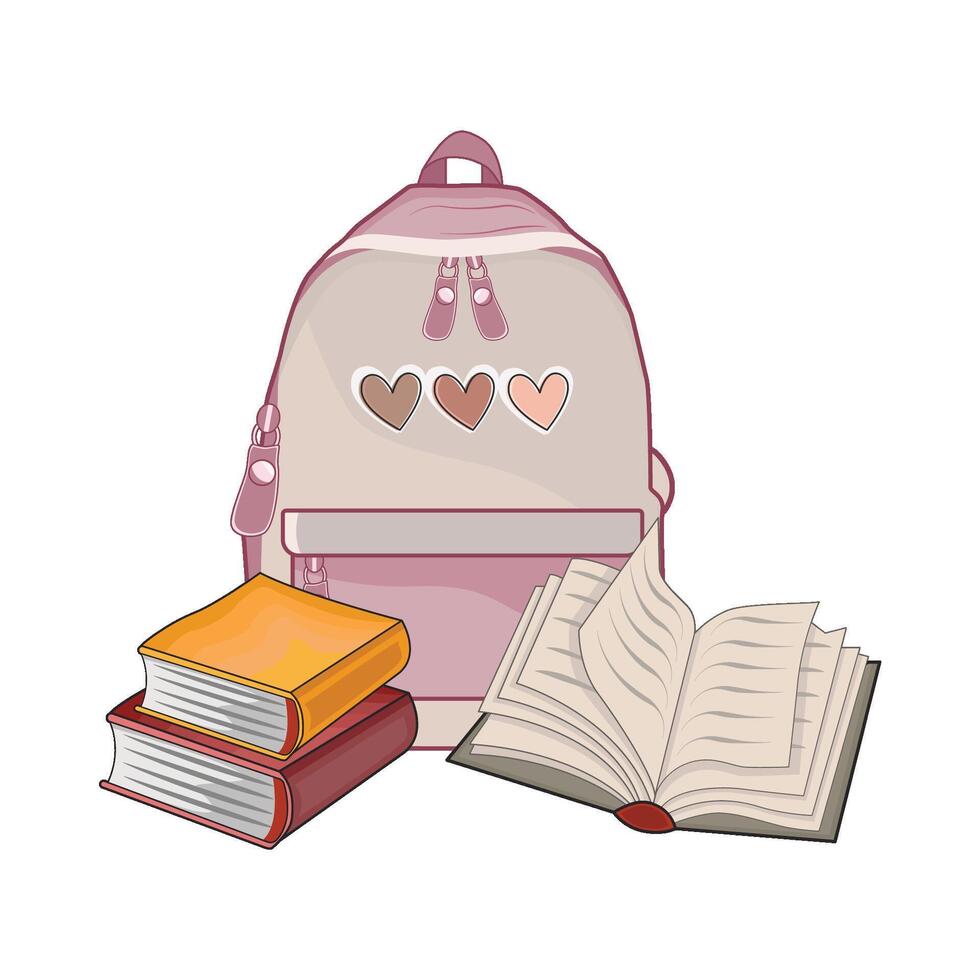 ilustración de mochila con libro vector