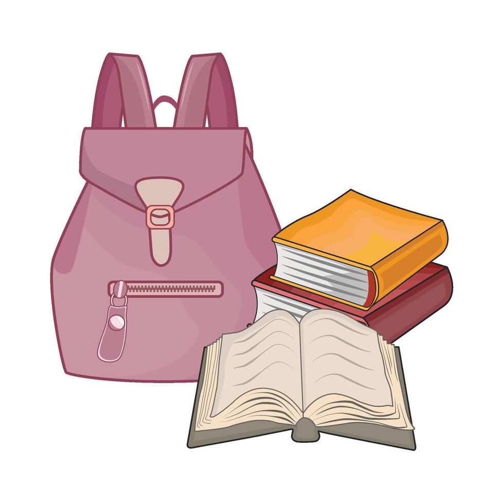 illustration of backpack with book vector