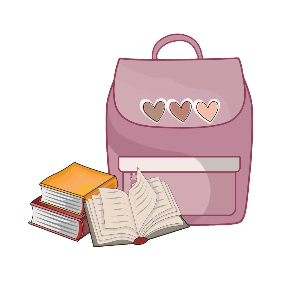 illustration of backpack with book vector