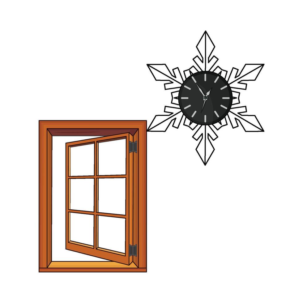 illustration of clock with window vector