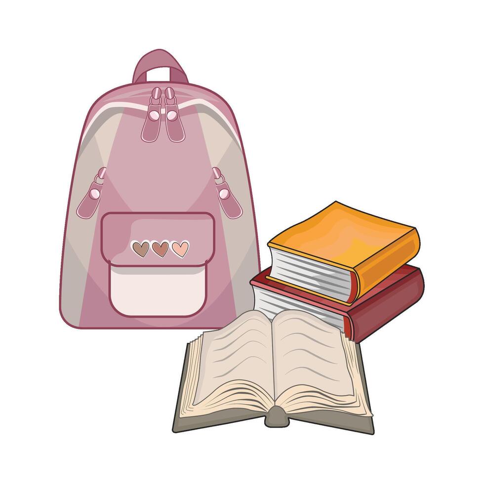 illustration of backpack with book vector