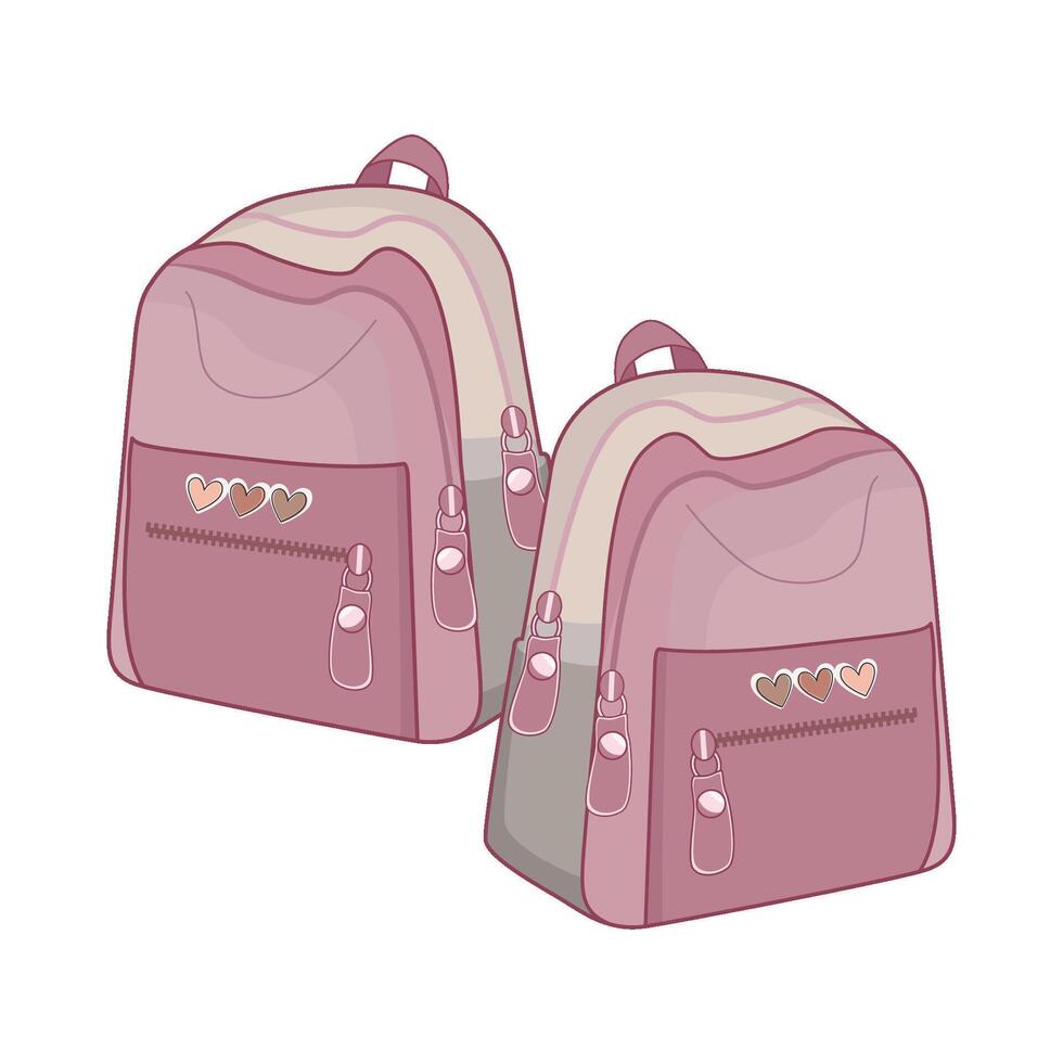 ilustración de rosado mochila vector