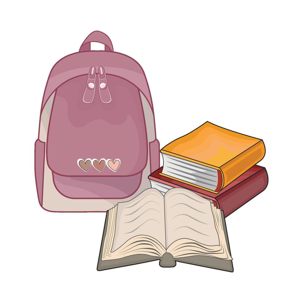 illustration of backpack with book vector