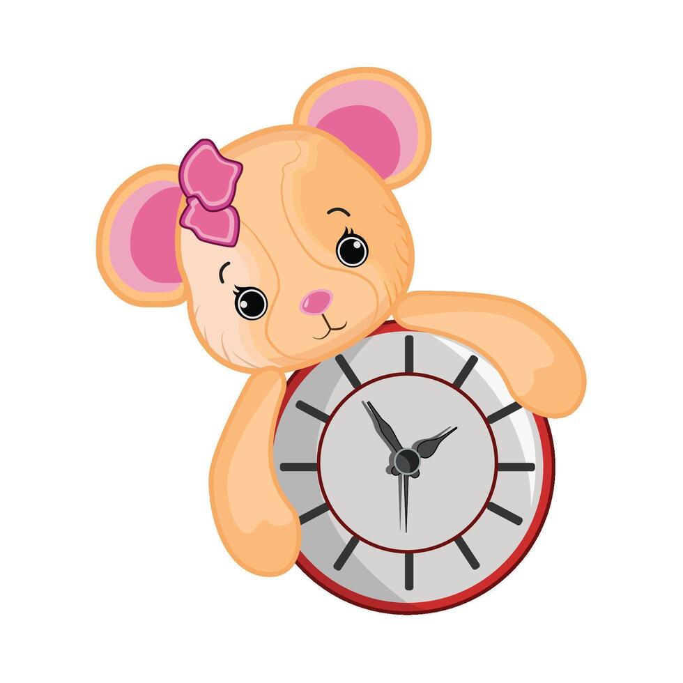 illustration of teddy bear clock vector