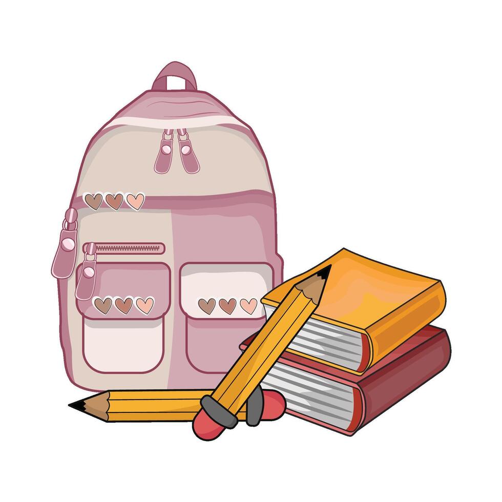 illustration of backpack with book vector