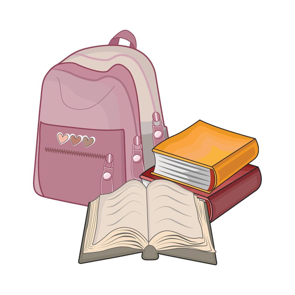 illustration of backpack with book vector