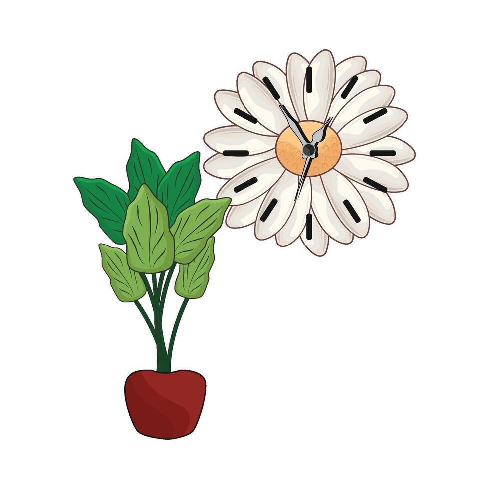 illustration of clock with vase vector