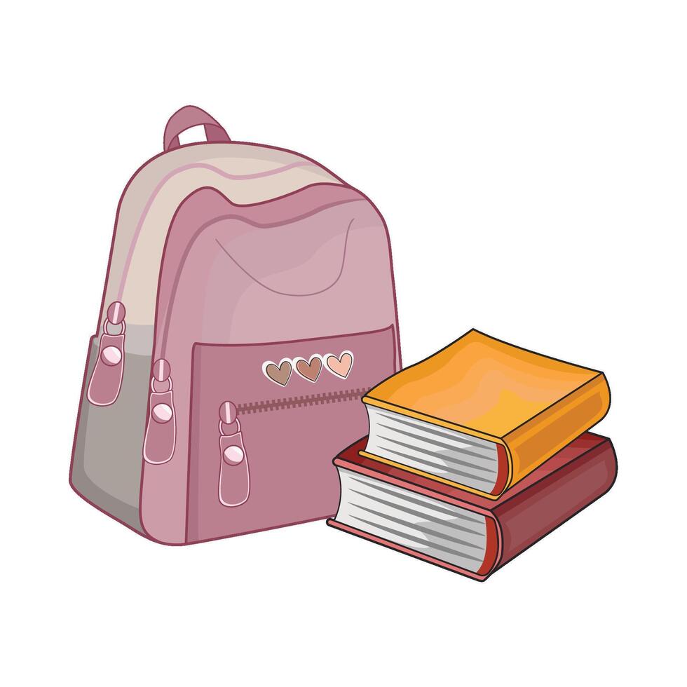 illustration of backpack with book vector