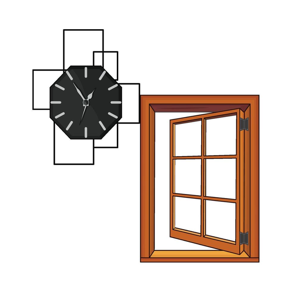 illustration of clock with window vector