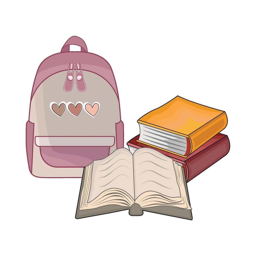 ilustración de mochila con libro vector