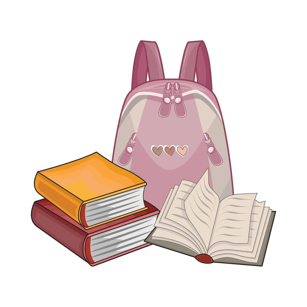 illustration of backpack with book vector