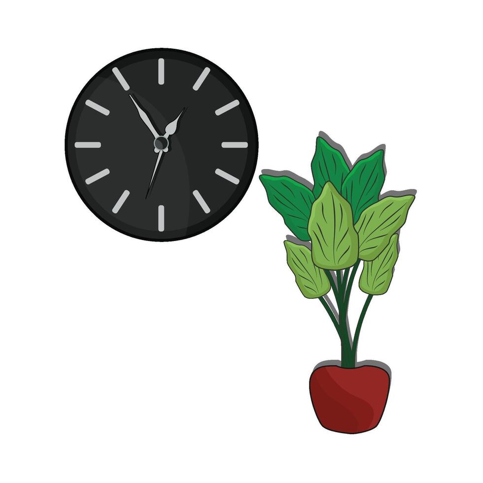 ilustración de reloj con florero vector