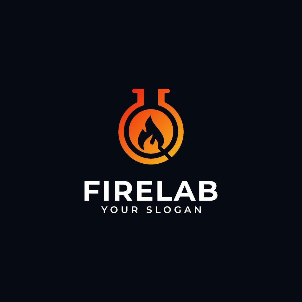 Combination Fire and Laboratory Logo Design vector