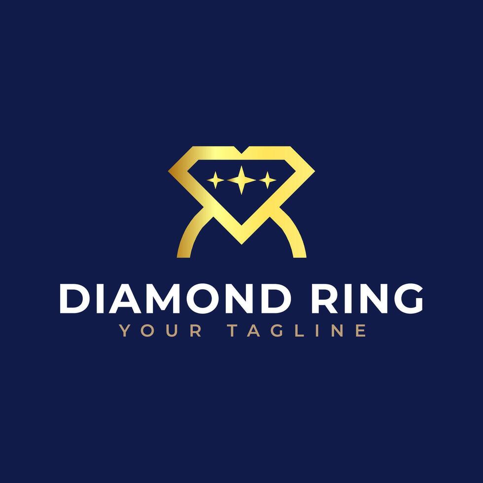 Diamond Ring Logo Concept - Diamond shaped ring jewelry logo transformation design. vector