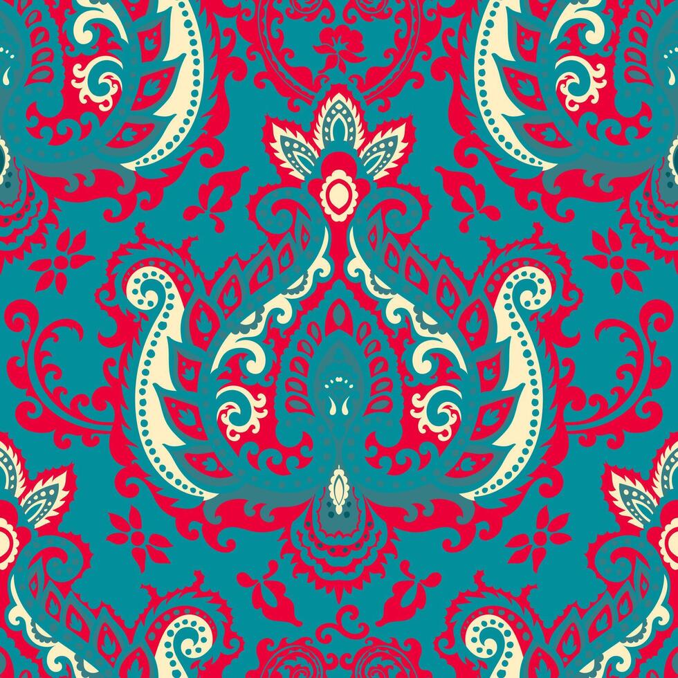 Paisley decoration with leaves and flowers blossom vector