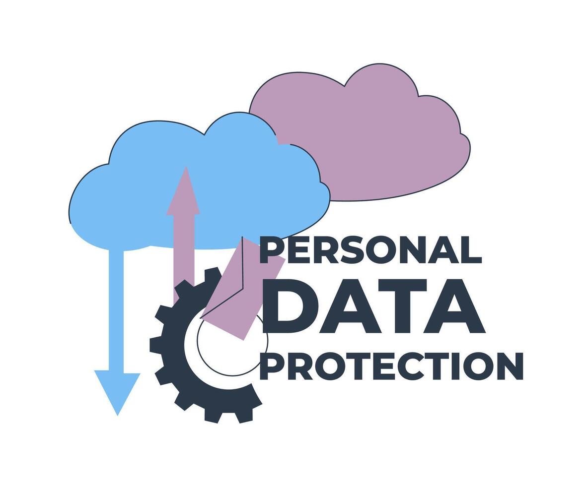 Personal data protection, company cloud service vector