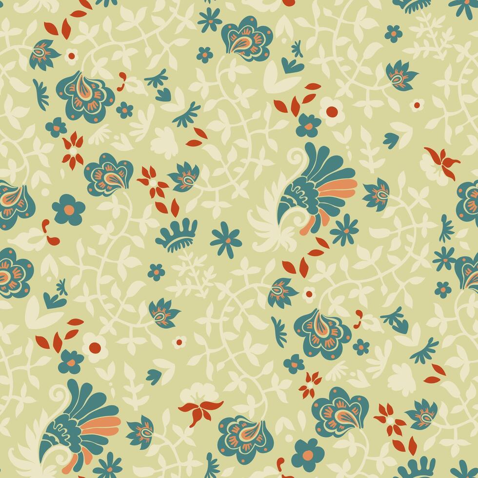 Spring blossom flowers, seamless pattern print vector