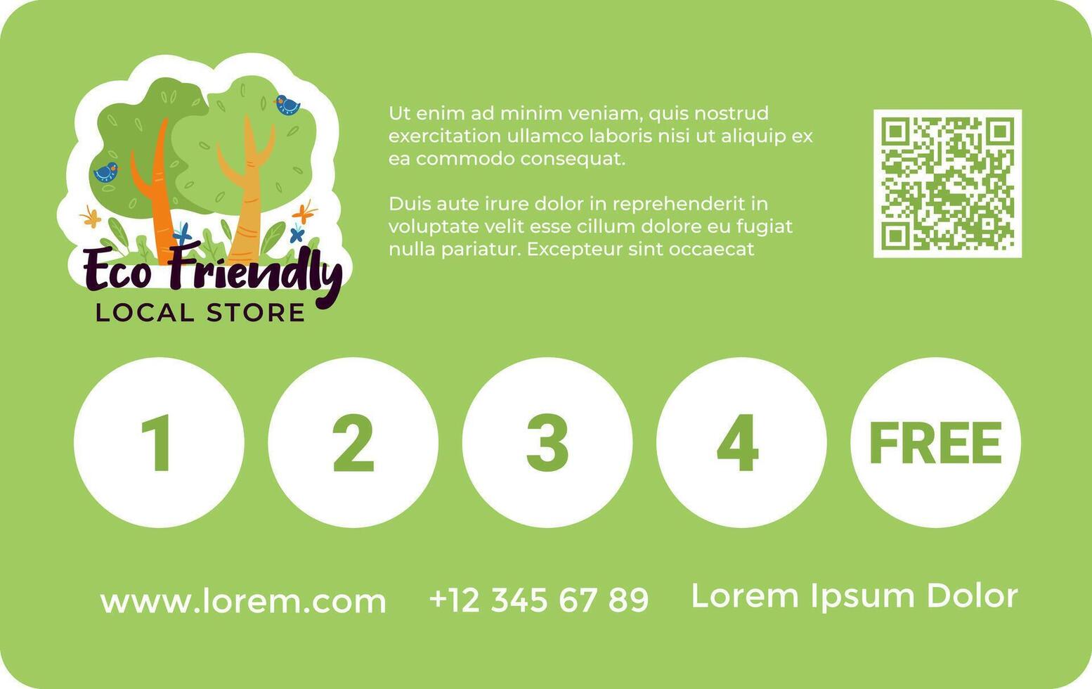 eco simpático local Tienda lealtad tarjeta modelo vector