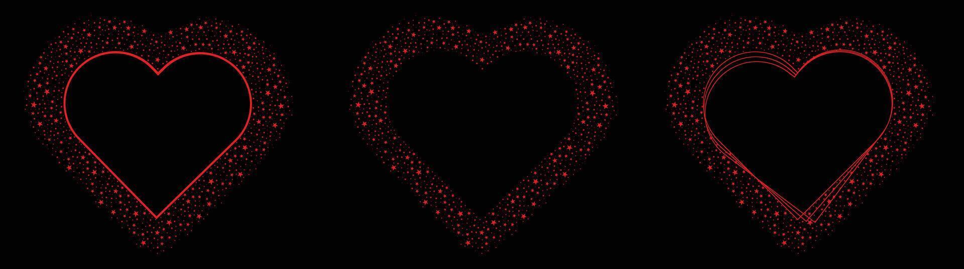 Love Heart Romantic Couple Valentine With Sparkling Glitter Stars Vector