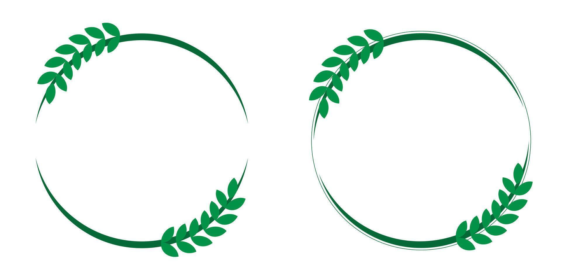 Double Circle Frame With Leaves vector