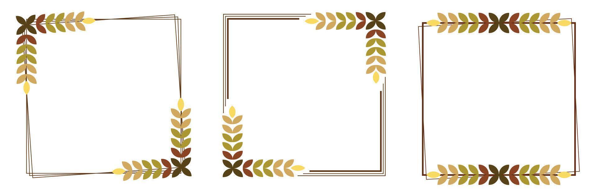 Simple Square Frame With Autumn Leaves Vector