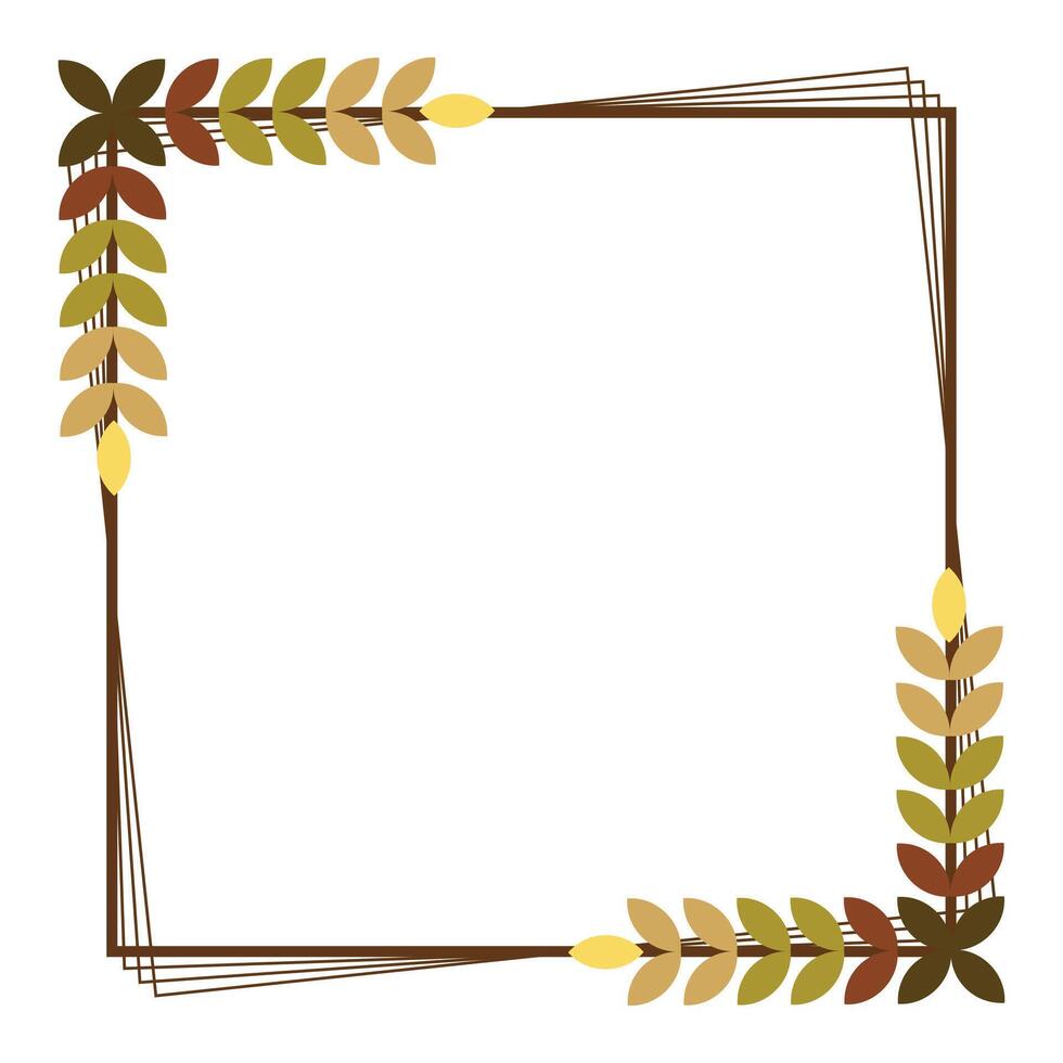 Simple Square Frame With Autumn Leaves Vector