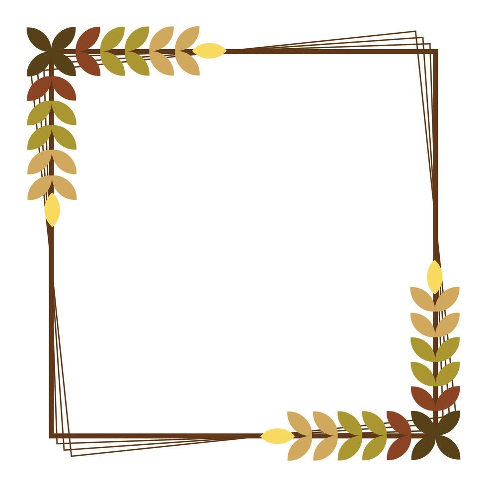 Simple Square Frame With Autumn Leaves Vector