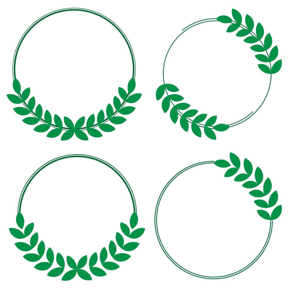 Circle Frame With Green Leaves vector