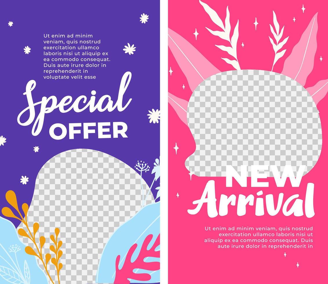 Special offer and new arrival, shopping banners vector