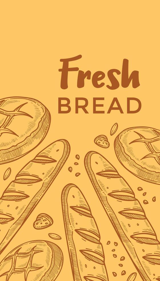 Fresh bread from bakery house, promo banner vector