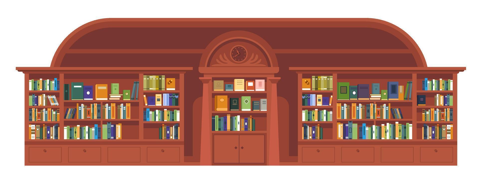 Library with books and publication for reading vector