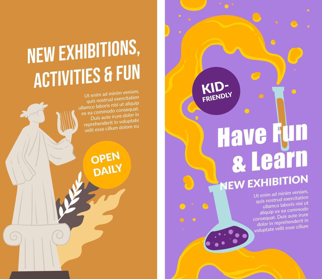 New exhibitions, activities and fun for children vector