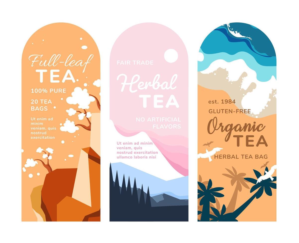 Different varieties tea, loose leaf, pure herbal vector