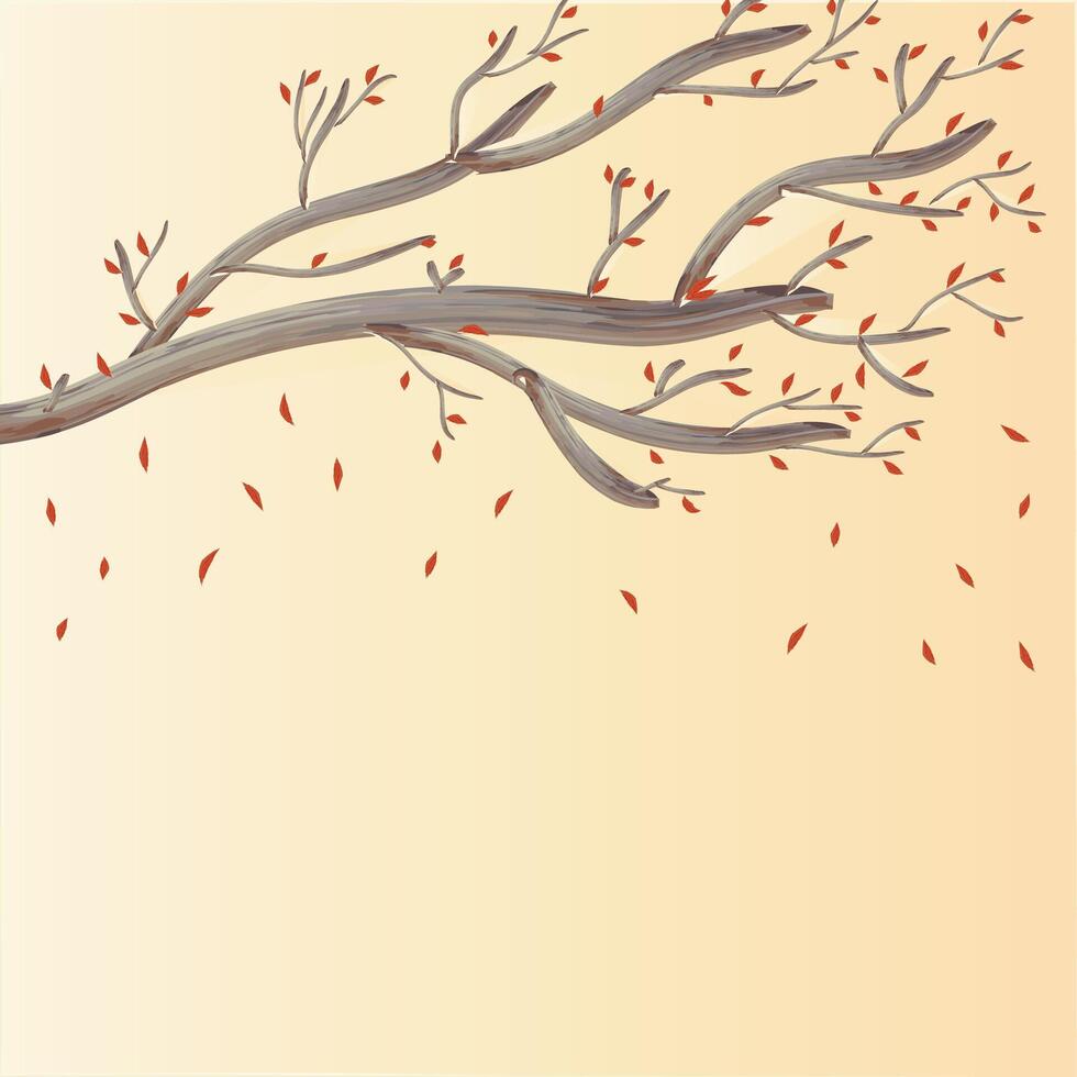 Tree with red leaves falling vector