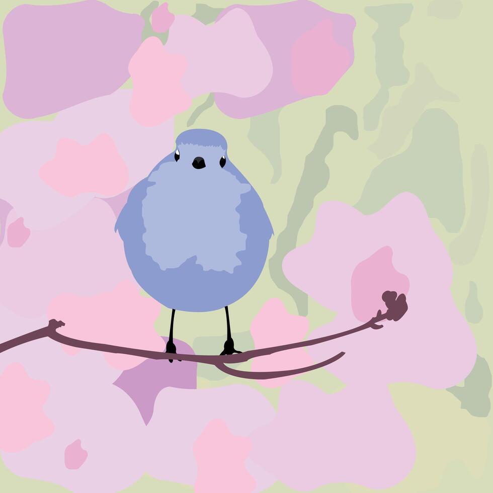 bird and flowers vector