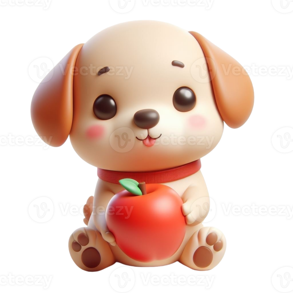 AI generated dog holding apple 3D 42155491 PNG