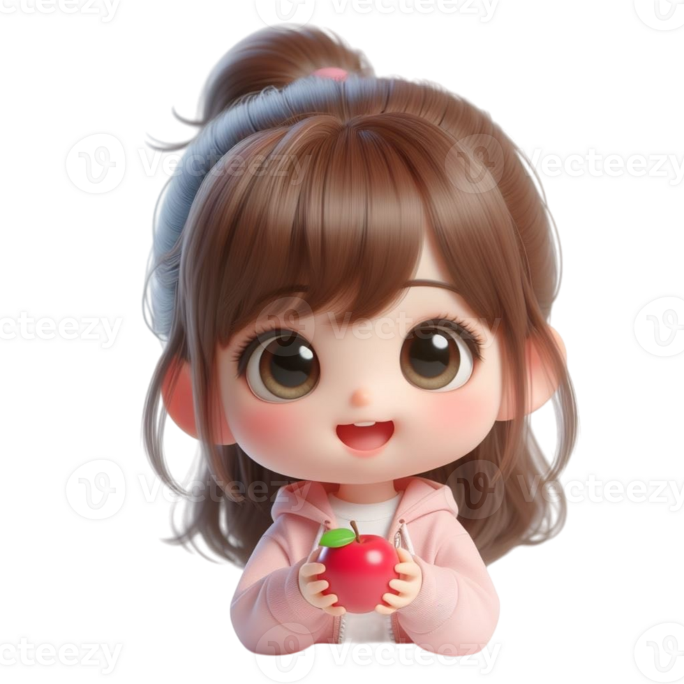 AI generated child holding apple png